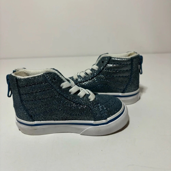 VANS Harry Potter Sk8-Hi Zip Sz 4 Toddler Hogwarts Metallic Blue High Top Shoes - Picture 4 of 9